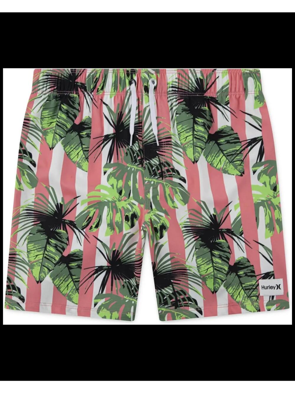 Hurley KidsCabana Stripe Pull On Swim Trunk (Boys) Size L Sunset Coral